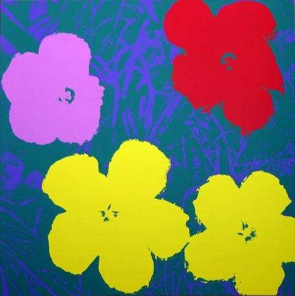 Flowers - Yellow/Purple/Red On Blue 11.65 3 Flowers - Yellow/Purple/Red On Blue 11.65