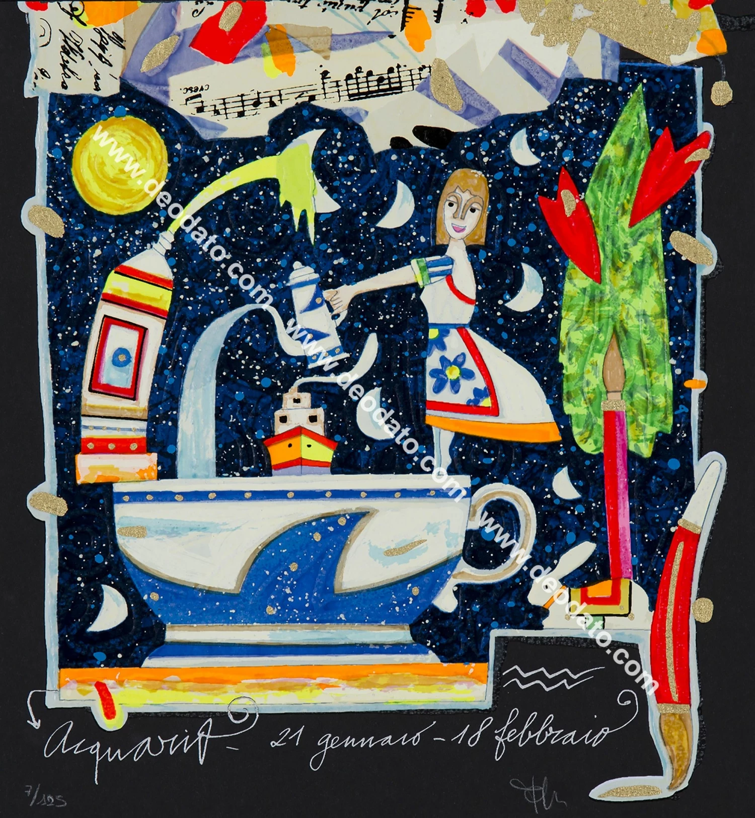 Acquario - I Segni Dello Zodiaco (fondo Nero) 3 Acquario - I Segni Dello Zodiaco (fondo Nero)