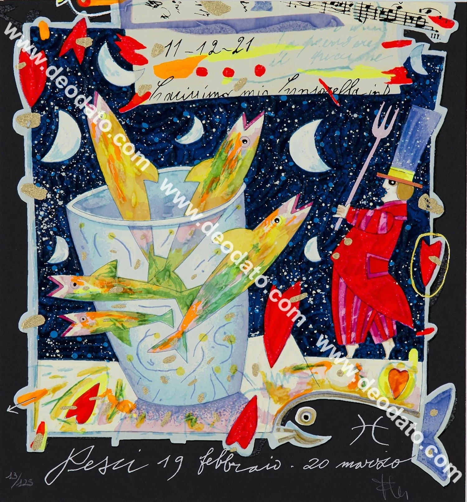 Pesci - I Segni Dello Zodiaco (fondo Nero)