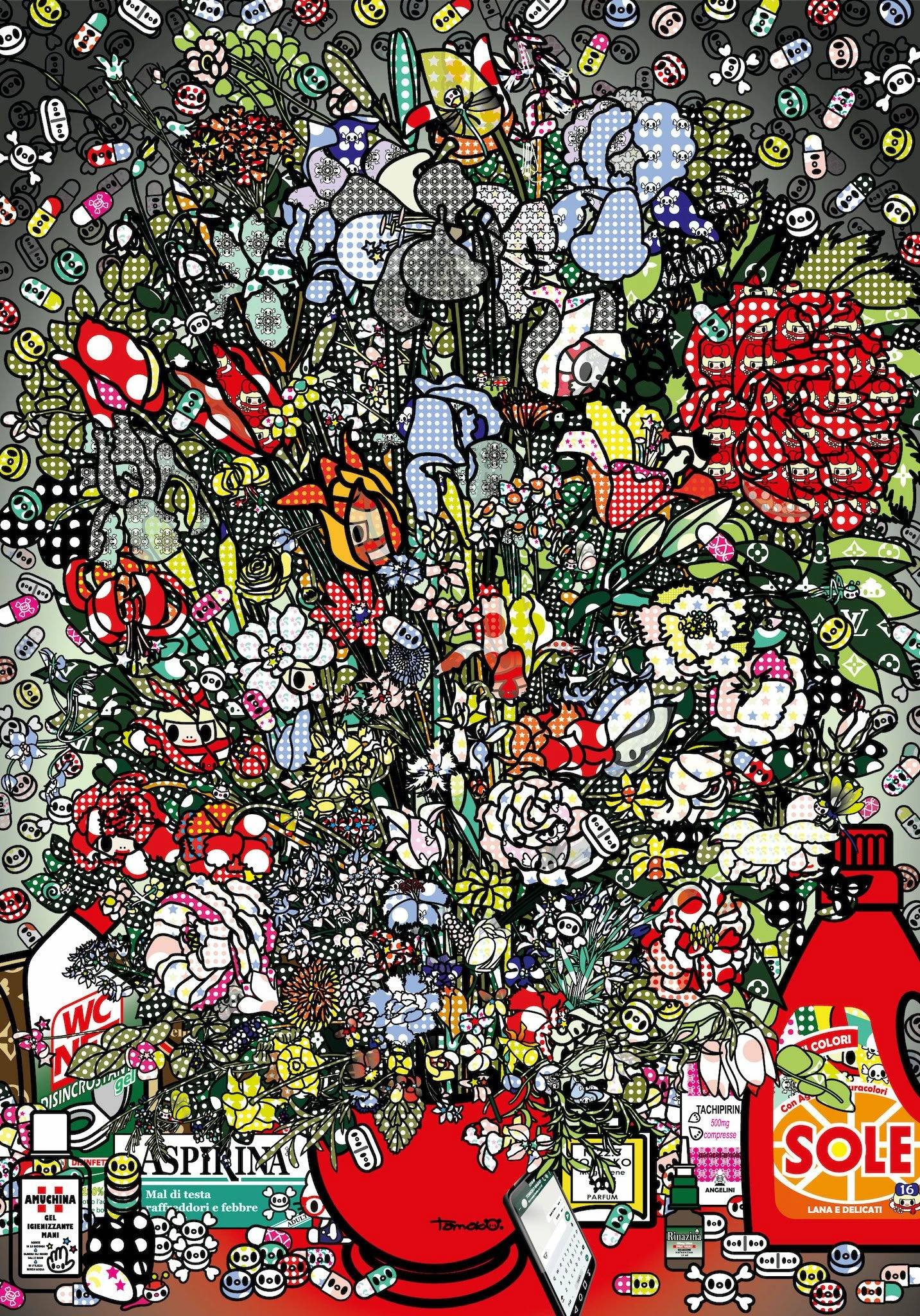 Flowers After Jan Brueghel Elder With Amuchina, Aspirina, WCNET, Louis Vuitton, Chanel, Tachipirina, Sole, Rinazina 3 Flowers After Jan Brueghel Elder With Amuchina, Aspirina, WCNET, Louis Vuitton, Chanel, Tachipirina, Sole, Rinazina