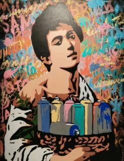 The Boy With A Basket Of Spray Cans