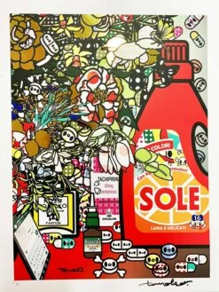 Detail 1 Of Flowers After Jan Brueghel Elder With Amuchina, Aspirina, WCNET, Louis Vuitton, Chanel, Tachipirina, Sole, Rinazina (INSERTI GOLD METAL)