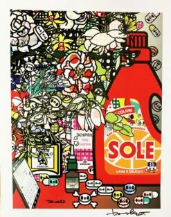 Detail 1 Of Flowers After Jan Brueghel Elder With Amuchina, Aspirina, WCNET, Louis Vuitton, Chanel, Tachipirina, Sole, Rinazina (INSERTI NERO LUCIDO)