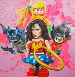 WONDER WOMAN WITH LAZO OF TRUTH AND HER MALE TEAM